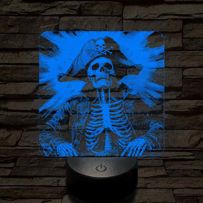 Élőholt kalózkapitány 7 színű valósághű 3D led lámpa