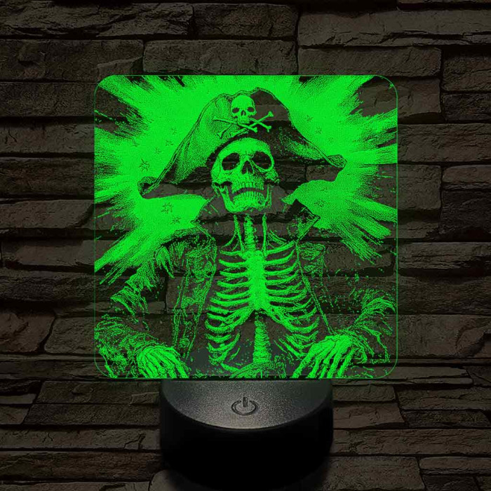 Élőholt kalózkapitány 7 színű valósághű 3D led lámpa