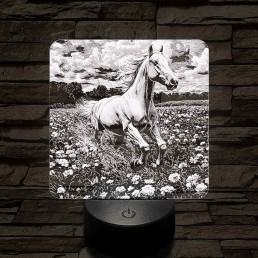 Virágok közt vágtató ló 7 színű valósághű 3D led lámpa