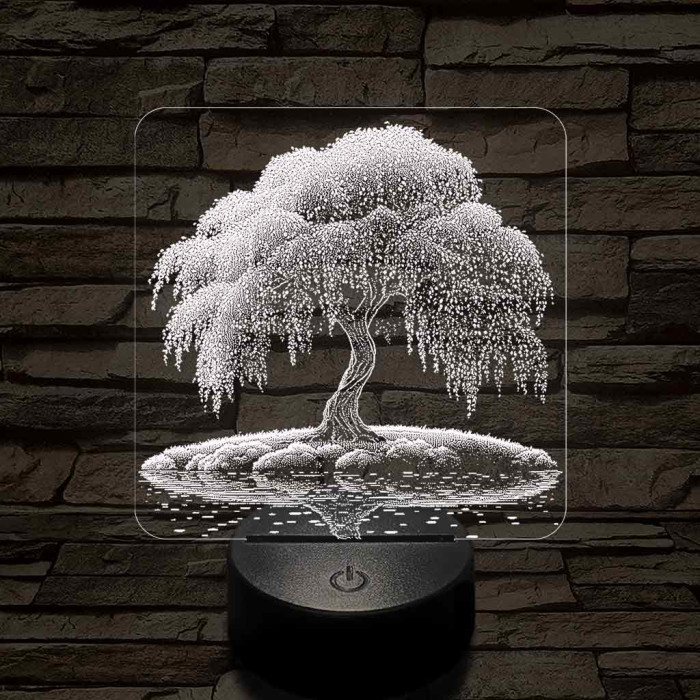 Szomorú fűz életfa 7 színű valósághű 3D led lámpa