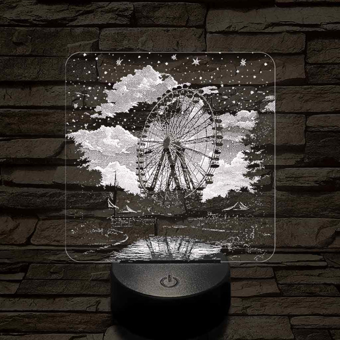 Kivilágított oriáskerék 7 színű valósághű 3D led lámpa