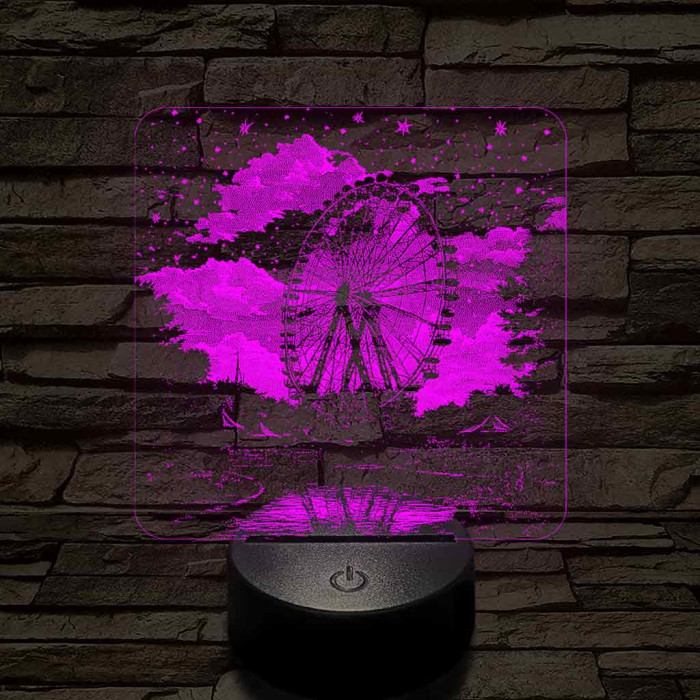 Kivilágított oriáskerék 7 színű valósághű 3D led lámpa