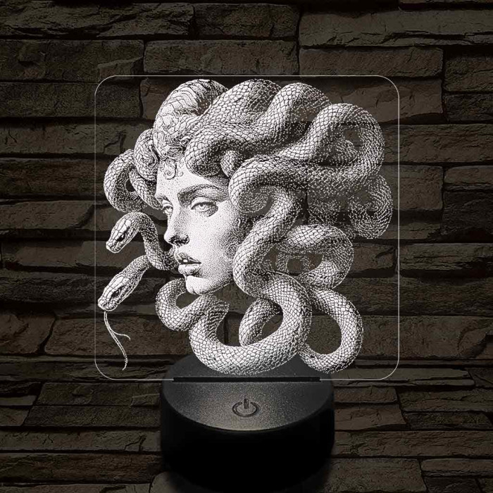 Medusa a Görög mitológiából 7 színű valósághű 3D led lámpa