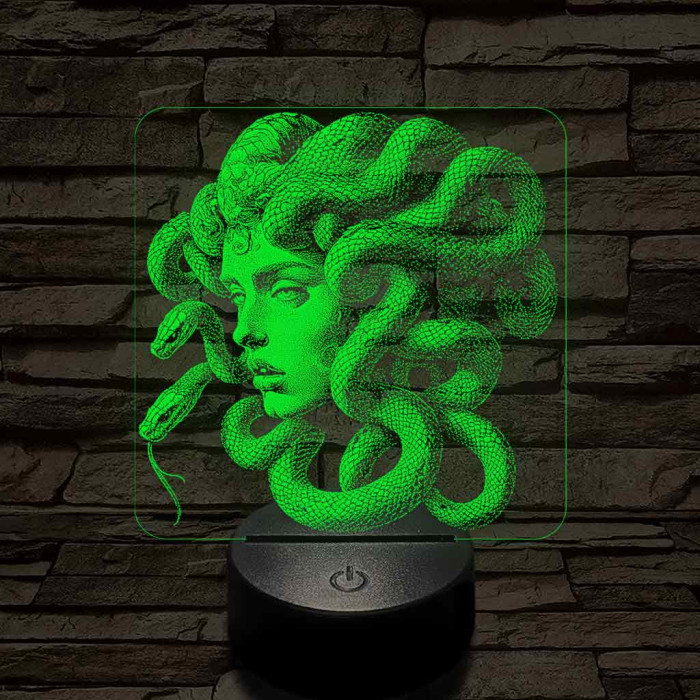 Medusa a Görög mitológiából 7 színű valósághű 3D led lámpa