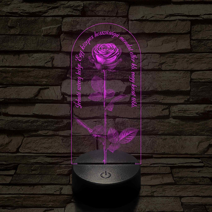 Szerelmes rózsa 7 színű valósághű 3D led lámpa
