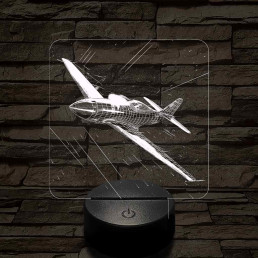P-51 Mustang vadászgép 7 színű valósághű 3D led lámpa