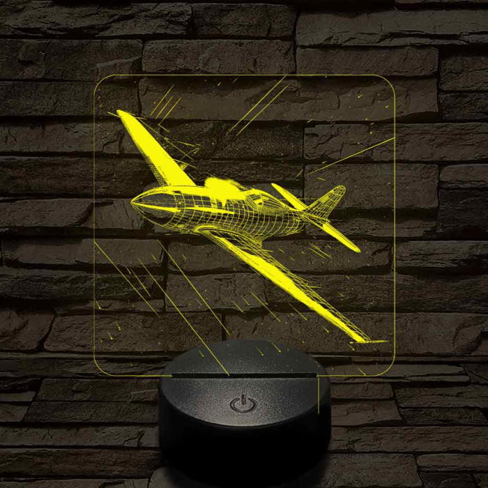 P-51 Mustang vadászgép 7 színű valósághű 3D led lámpa
