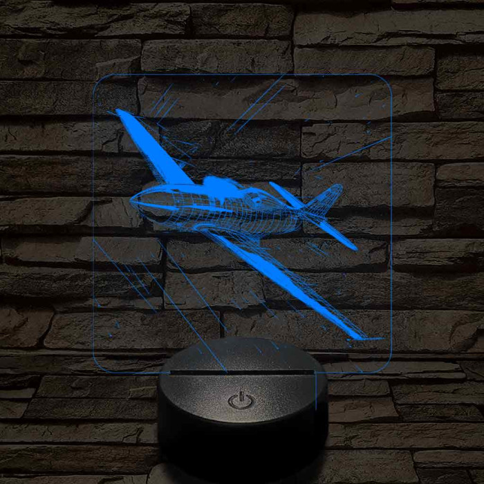 P-51 Mustang vadászgép 7 színű valósághű 3D led lámpa