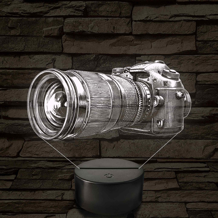 Fényképezőgép grafikás – 7 színű, színváltós LED lámpa