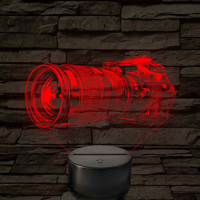 Fényképezőgép grafikás – 7 színű, színváltós LED lámpa