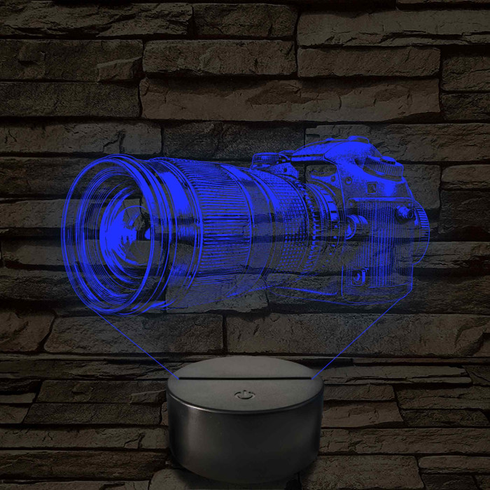 Fényképezőgép grafikás – 7 színű, színváltós LED lámpa