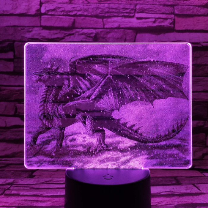 Sárkány a hóesésben 7 színű valósághű 3D led lámpa