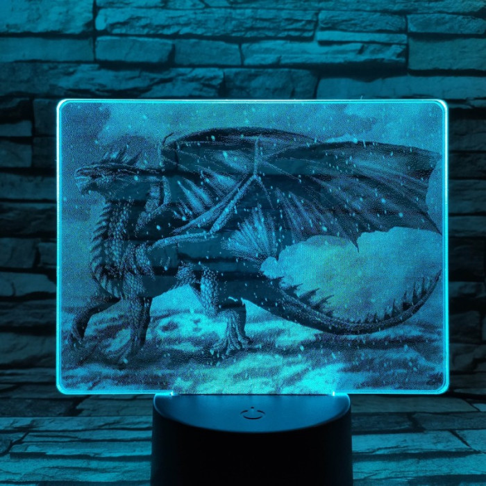 Sárkány a hóesésben 7 színű valósághű 3D led lámpa