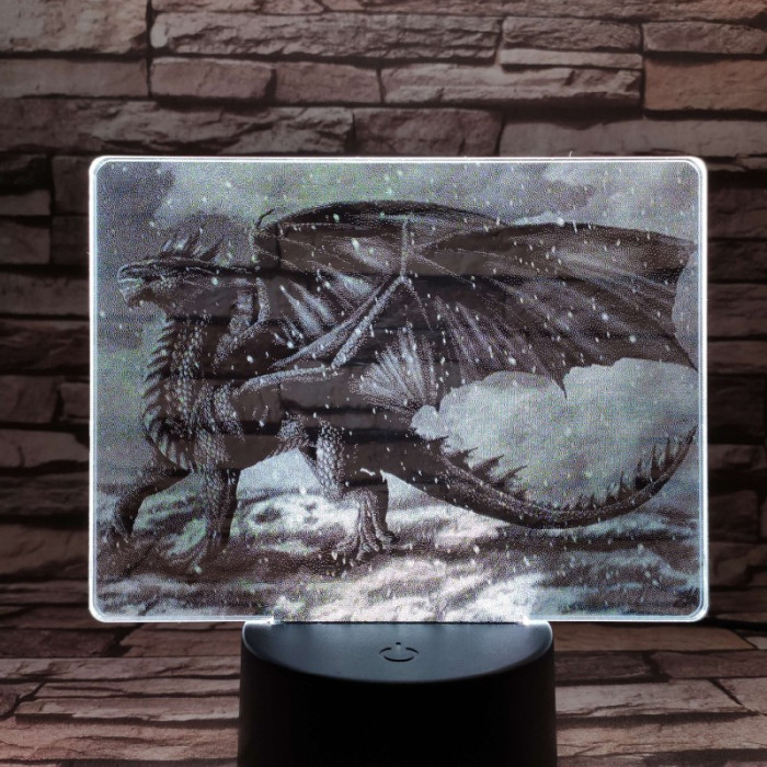 Sárkány a hóesésben 7 színű valósághű 3D led lámpa