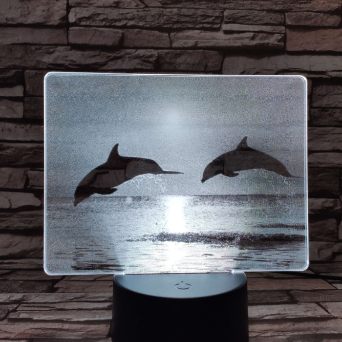Delfinek a naplementében 7 színű valósághű 3D led lámpa