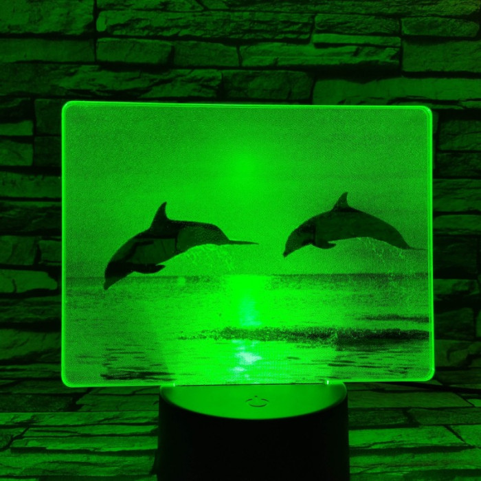 Delfinek a naplementében 7 színű valósághű 3D led lámpa
