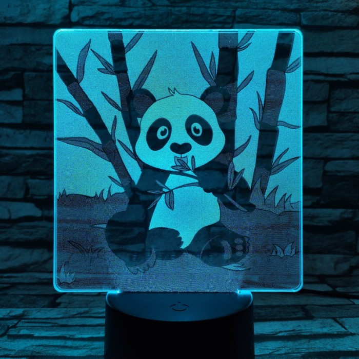 Éhes Panda 7 színű valósághű 3D led lámpa