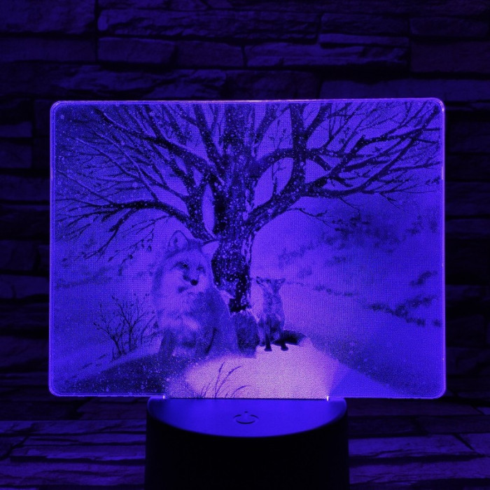 Róka a hóesésben 7 színű valósághű 3D led lámpa