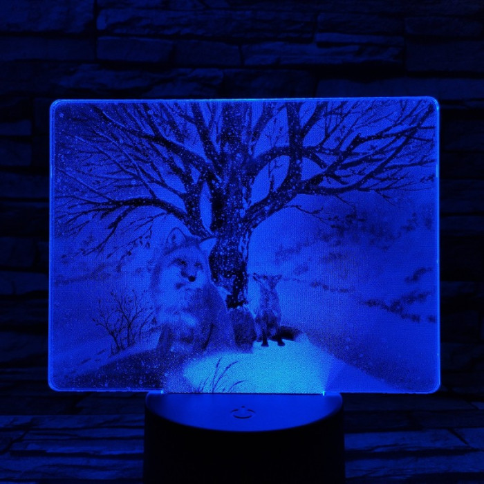 Róka a hóesésben 7 színű valósághű 3D led lámpa