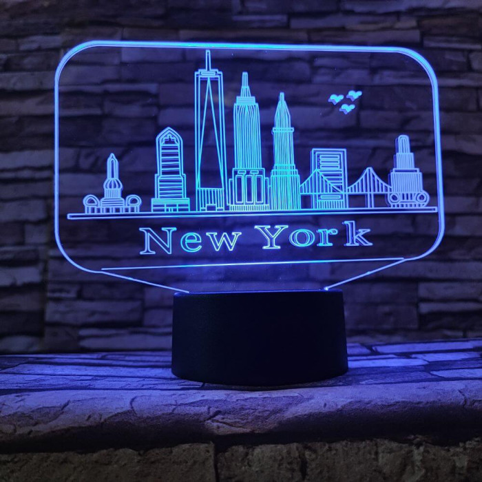 New York város  7 színű 3D led lámpa