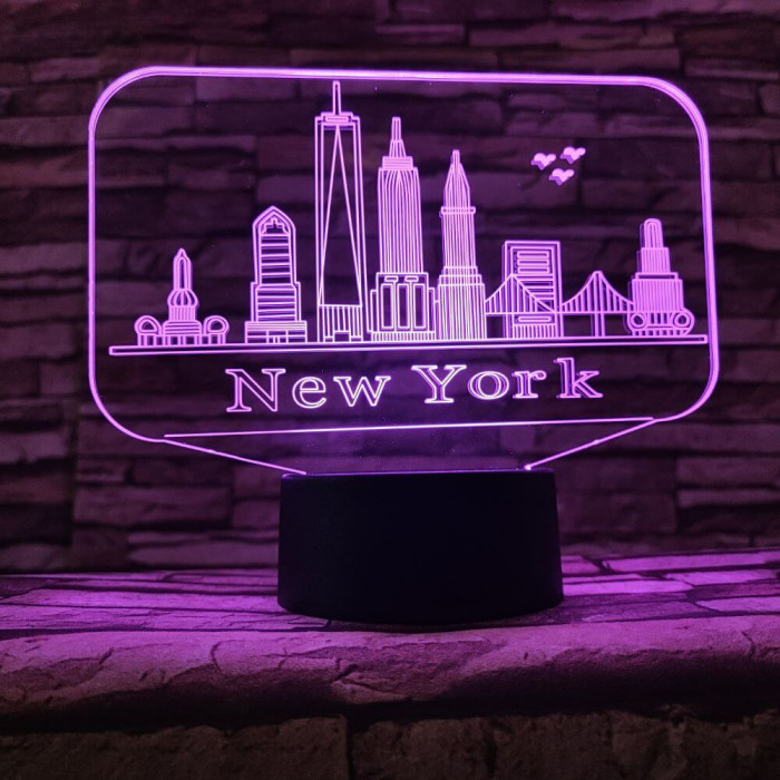 New York város  7 színű 3D led lámpa