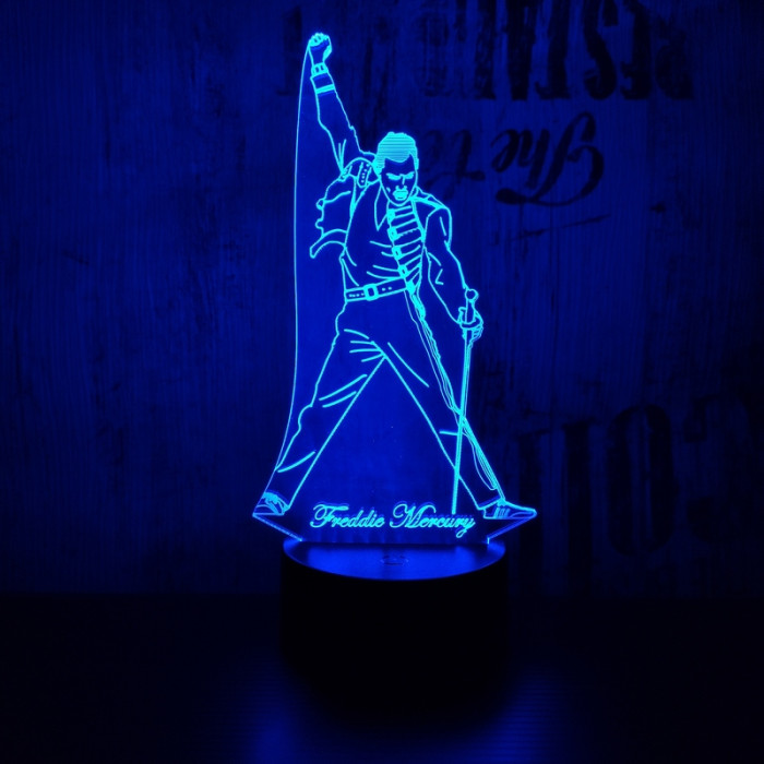 Freddie Mercury 7 színű 3D led lámpa