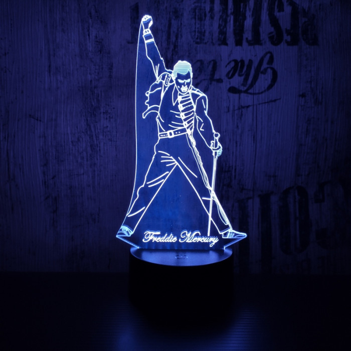 Freddie Mercury 7 színű 3D led lámpa