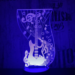 Gitár 2 7 színű 3D led lámpa