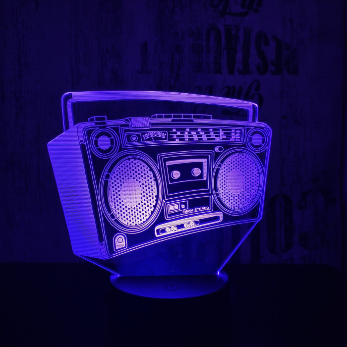 Retro magnó  7 színű 3D led lámpa