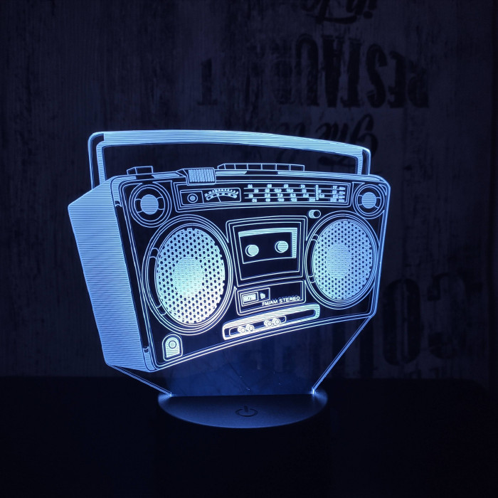 Retro magnó  7 színű 3D led lámpa