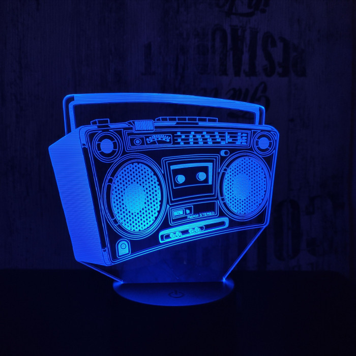 Retro magnó  7 színű 3D led lámpa