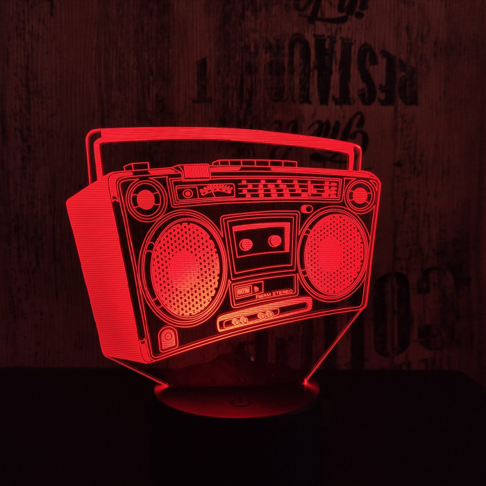 Retro magnó  7 színű 3D led lámpa