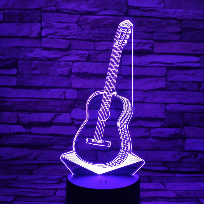 Gitár 3D 7 színű led lámpa