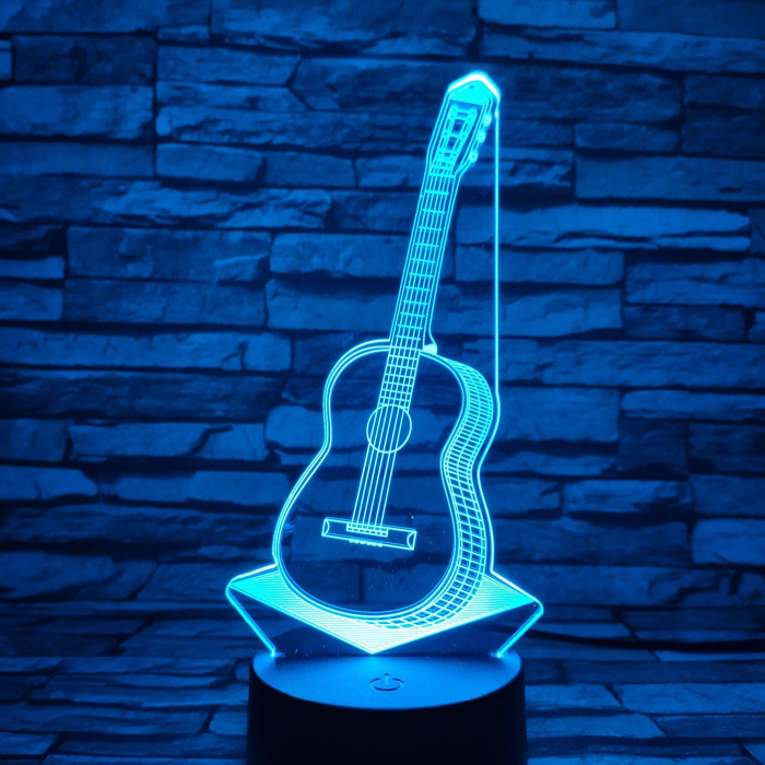 Gitár 3D 7 színű led lámpa
