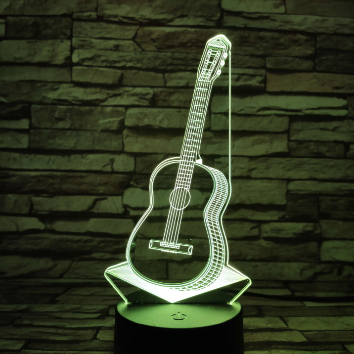 Gitár 3D 7 színű led lámpa