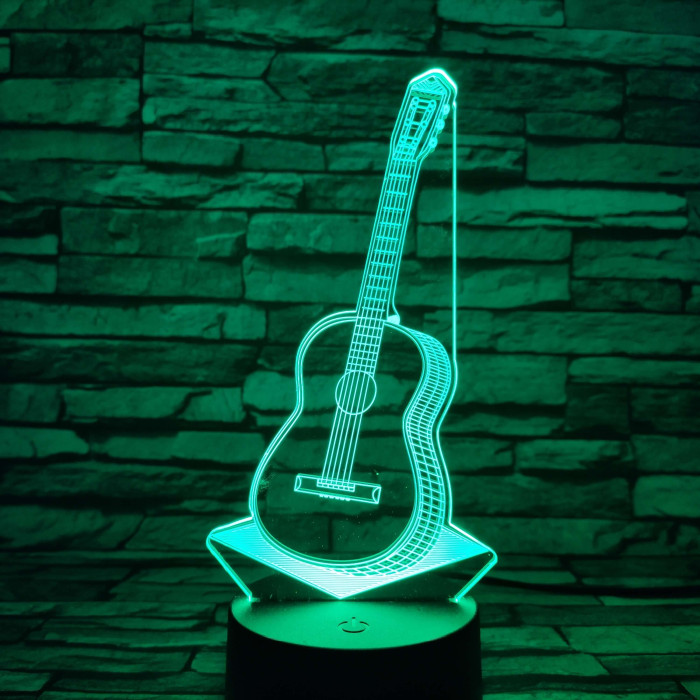 Gitár 3D 7 színű led lámpa