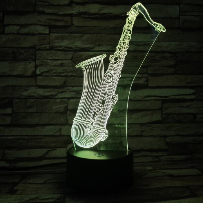 Szaxofon 7 színű 3D led lámpa