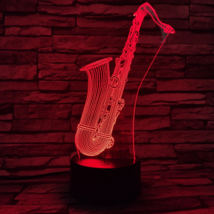 Szaxofon 7 színű 3D led lámpa