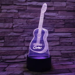 Gitár 3D 7 színű led lámpa