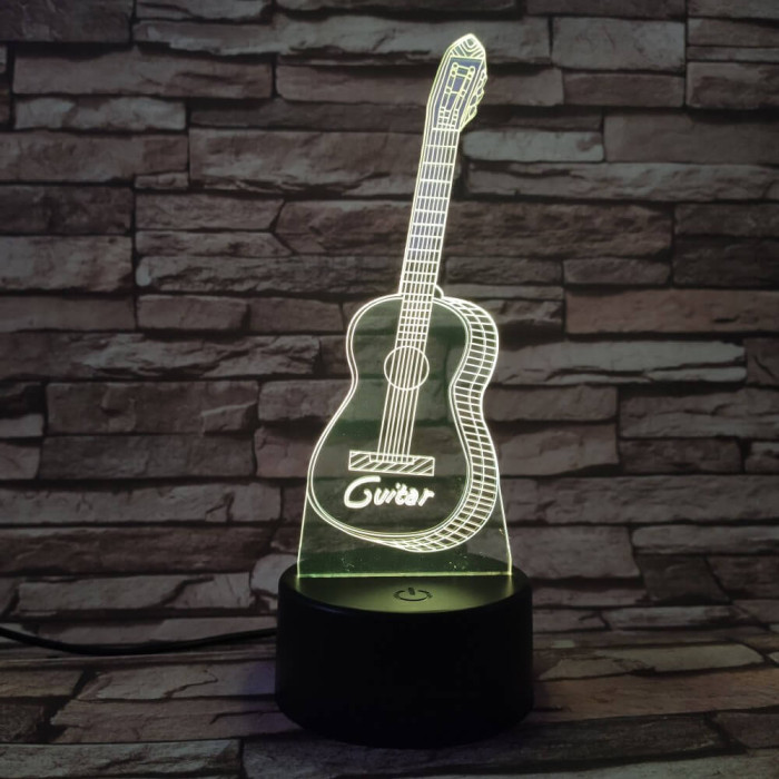 Gitár 3D 7 színű led lámpa
