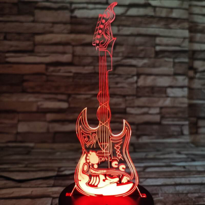 Gitár elektromos 3D 7 színű led lámpa
