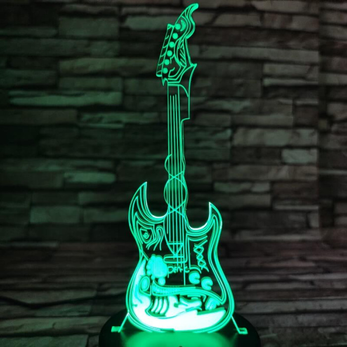 Gitár elektromos 3D 7 színű led lámpa