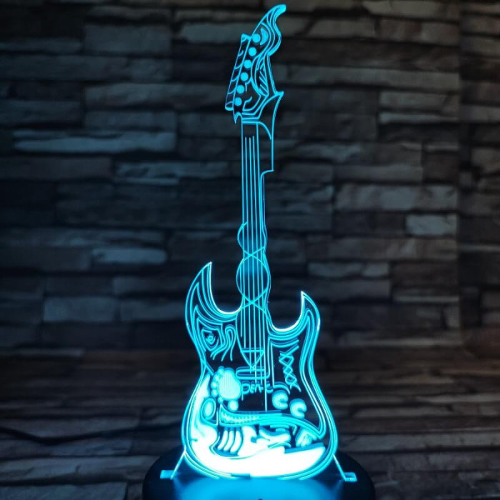 Gitár elektromos 3D 7 színű led lámpa