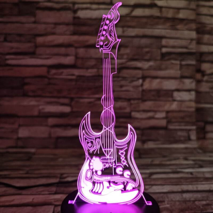 Gitár elektromos 3D 7 színű led lámpa