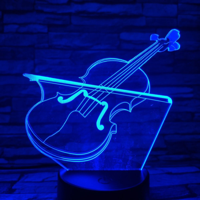 Hegedű 7 színű 3D led lámpa