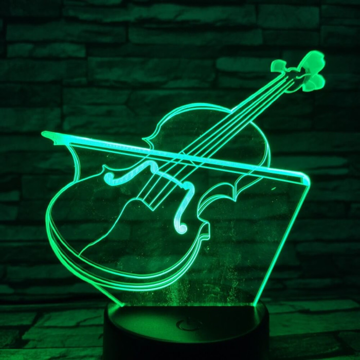 Hegedű 7 színű 3D led lámpa