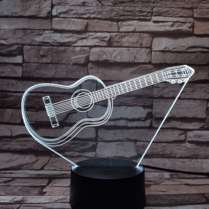 Gitár 3D 7 színű led lámpa