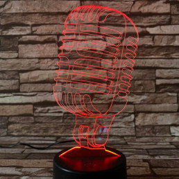 Mikrofon Retro 7 színű 3D led lámpa