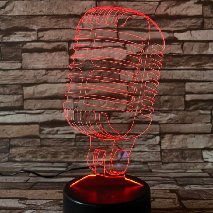 Mikrofon Retro 7 színű 3D led lámpa