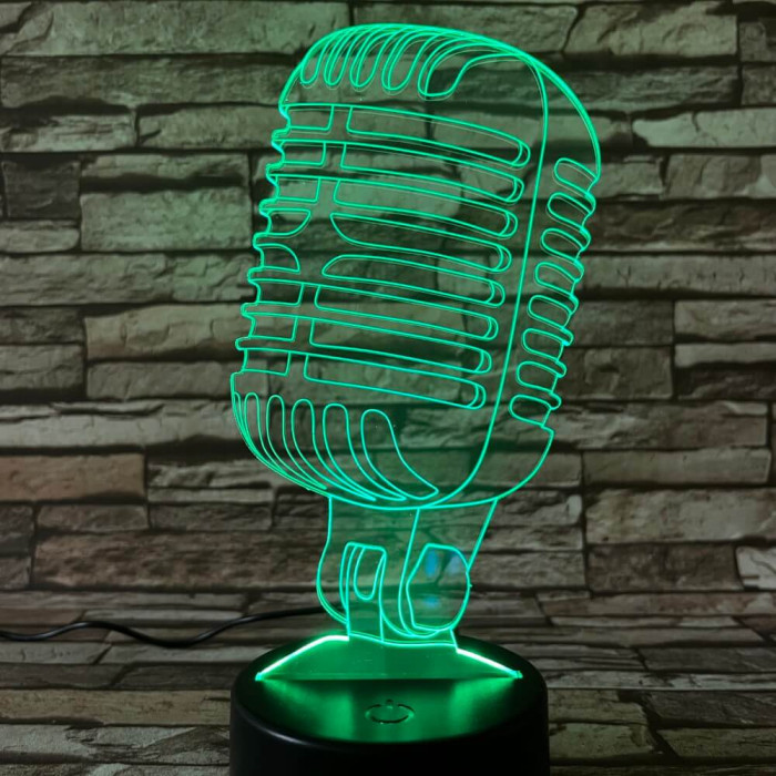 Mikrofon Retro 7 színű 3D led lámpa